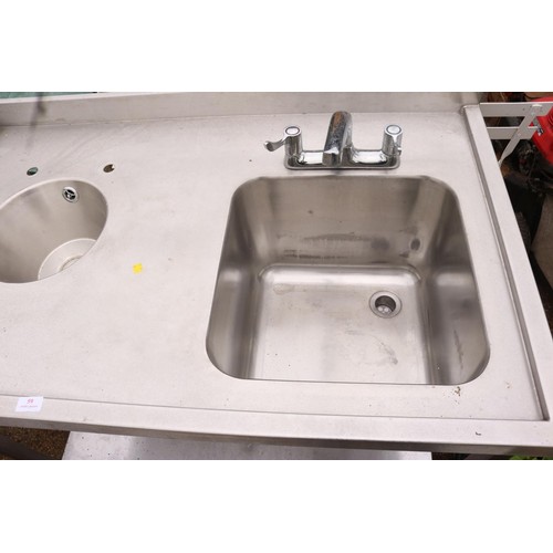 60 - Commercial double stainless steel sink on legs