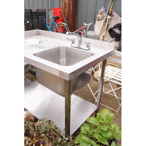 60 - Commercial double stainless steel sink on legs