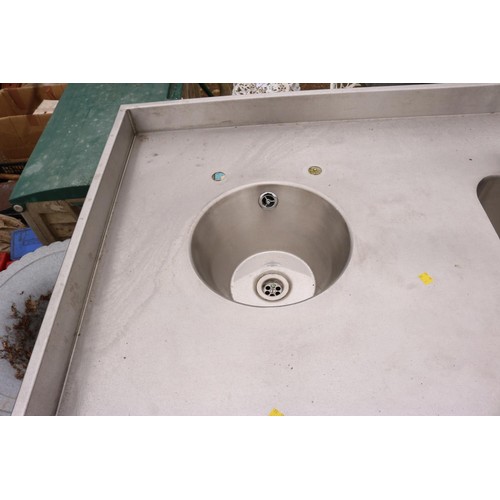 60 - Commercial double stainless steel sink on legs