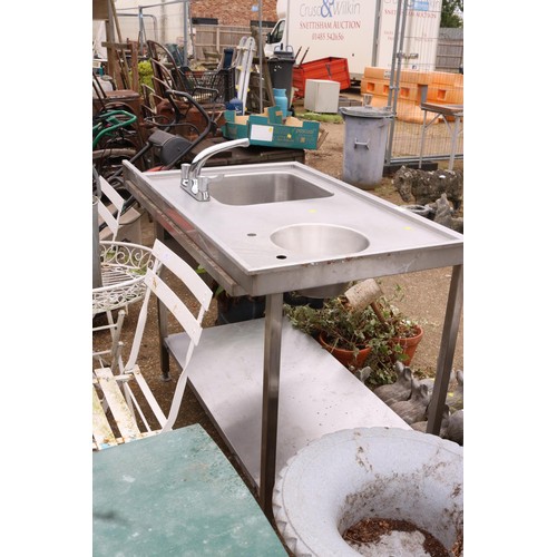 60 - Commercial double stainless steel sink on legs