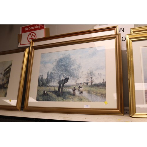 153 - Two large framed prints of country scenes