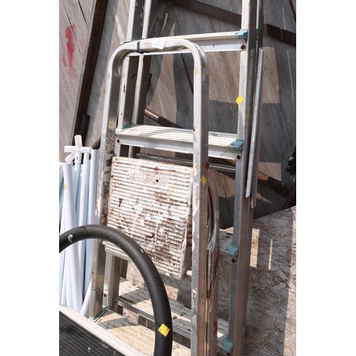 5 - 2 metal step ladders & kitchen steps