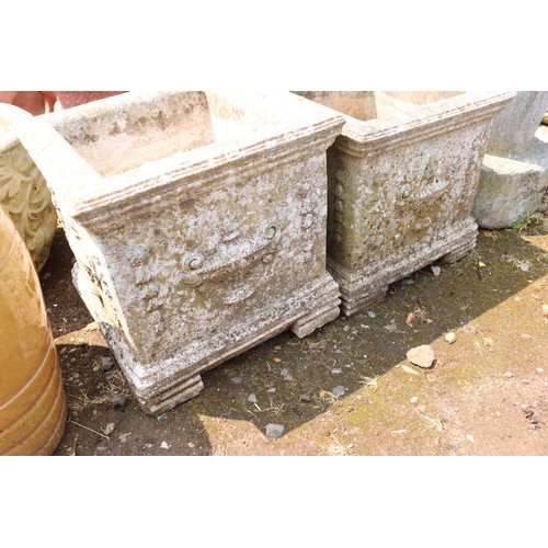 33 - Pair of small concrete planters