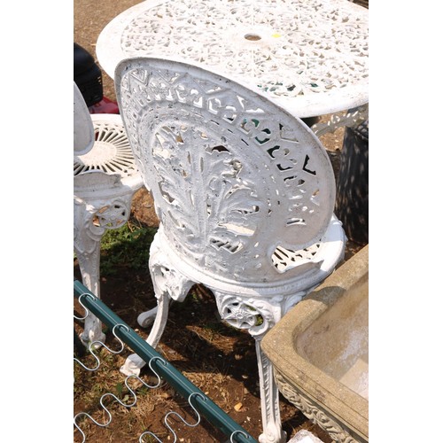 52 - Metal garden table & 2 chairs