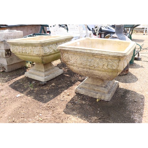 54 - Pair of concrete garden planters on stand