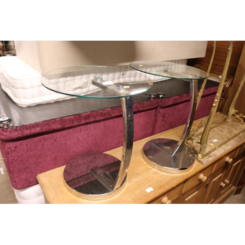 688 - Pair of glass chrome tables