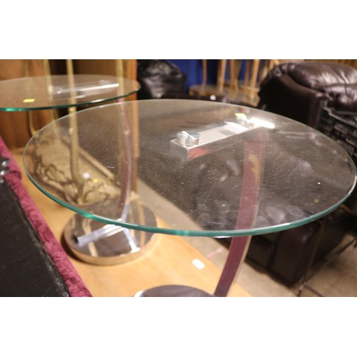 688 - Pair of glass chrome tables