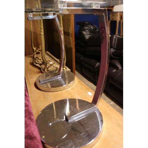 688 - Pair of glass chrome tables