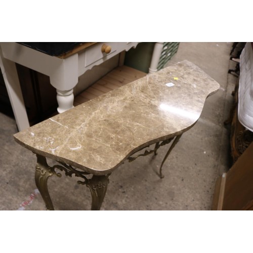 689 - Marble top hall table on metal frame