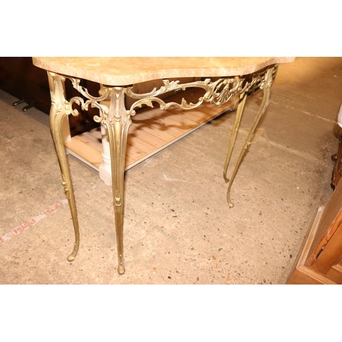 689 - Marble top hall table on metal frame