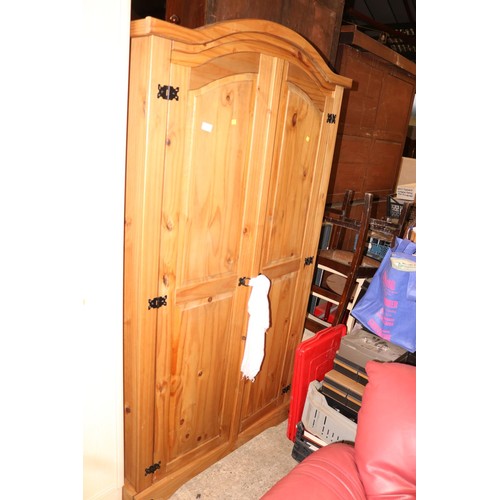 696 - Pine 2 door wardrobe