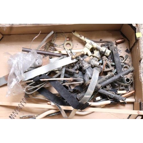 106 - Three boxes of various metal, including brass/copper etc.