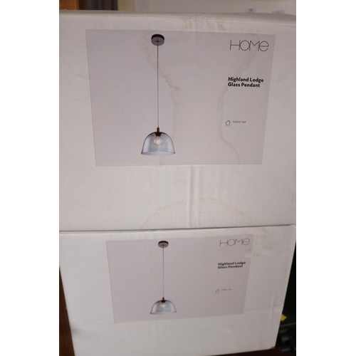 130 - 2 brand new Sainsburys home Highland Lodge glass pendants (mark on box)