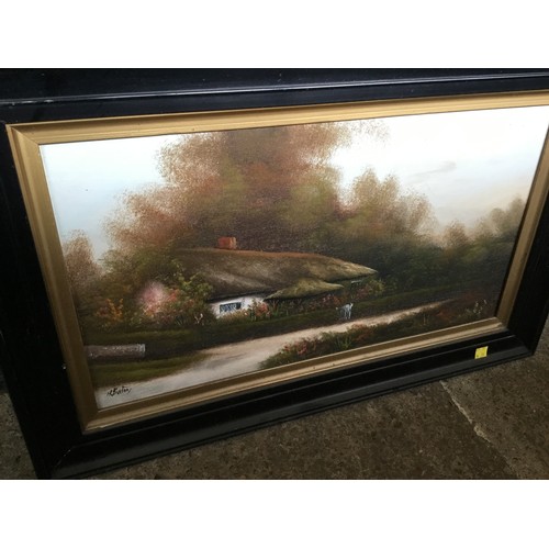 668 - 5 framed oil on board pictures, signed H Burton