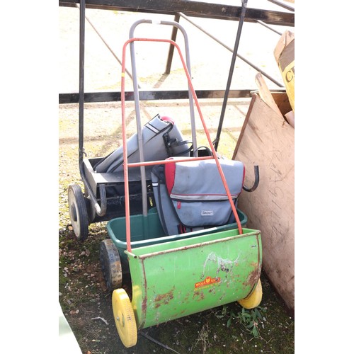 10 - Two lawn spreaders and leaf collector