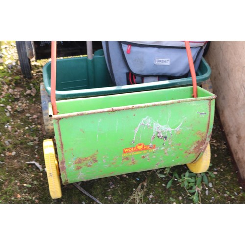 10 - Two lawn spreaders and leaf collector