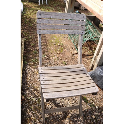 51 - Nine wooden folding patio chairs all various conditions