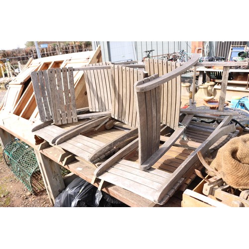 51 - Nine wooden folding patio chairs all various conditions