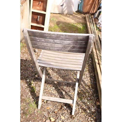 51 - Nine wooden folding patio chairs all various conditions