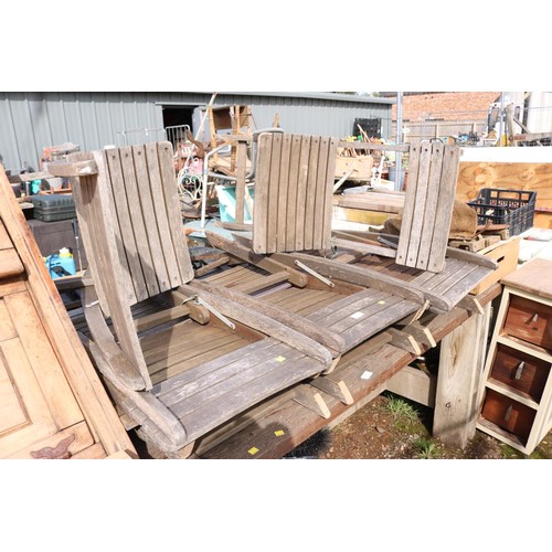 51 - Nine wooden folding patio chairs all various conditions