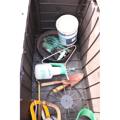 84 - Garden storage box with tools & gardening accessories