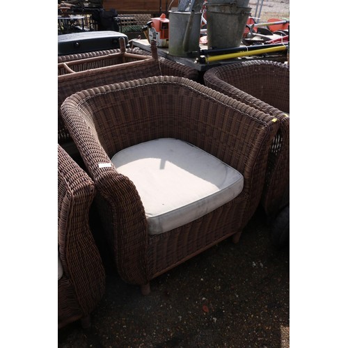 101 - Outside garden, wicker seat, including two seater sofa, three chairs and coffee table