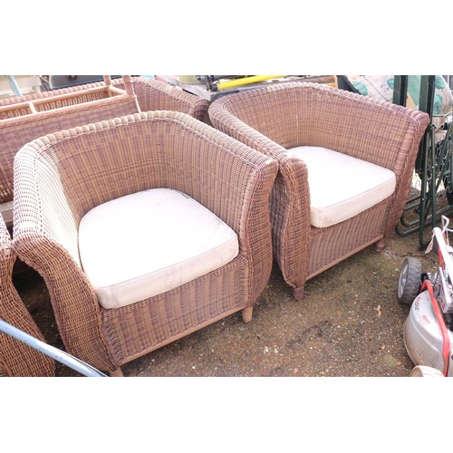 101 - Outside garden, wicker seat, including two seater sofa, three chairs and coffee table