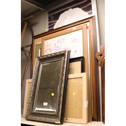 186 - Various framed prints, mirrors & notice board