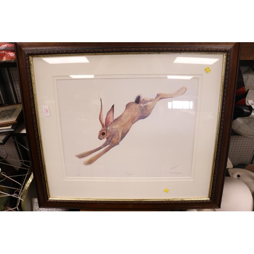 207 - Framed limited edition print ‘hare’, signed M A Rogers