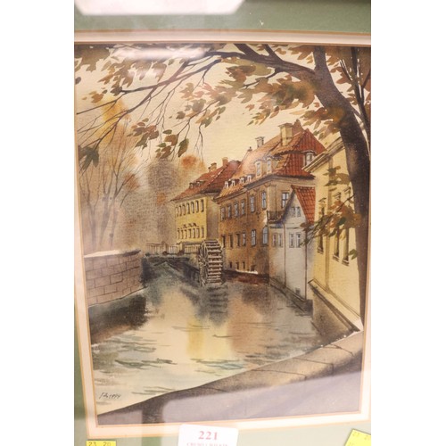 221 - Canal scene water colour