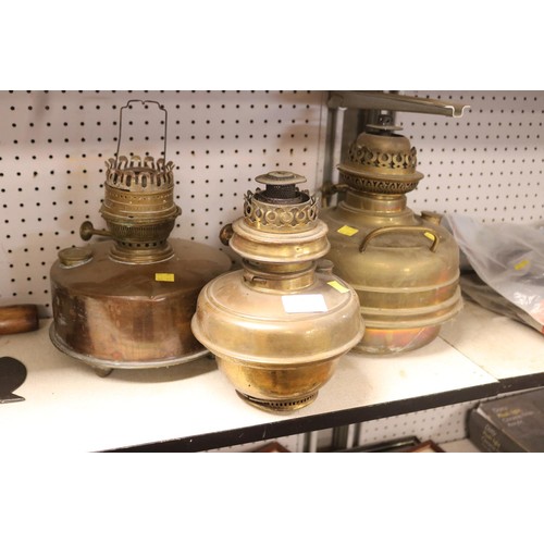 227 - 3x various metal ware oil lamp bases