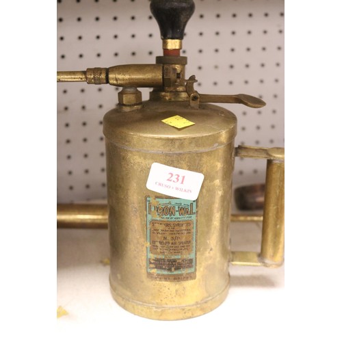 231 - Two brass antique small  garden sprayers