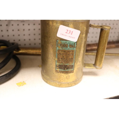 231 - Two brass antique small  garden sprayers