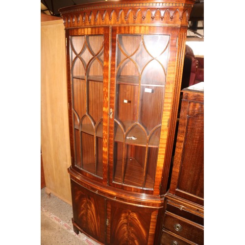 748 - Large reproduction mahogany glazed corner cabinet