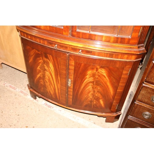 748 - Large reproduction mahogany glazed corner cabinet