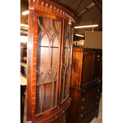 748 - Large reproduction mahogany glazed corner cabinet