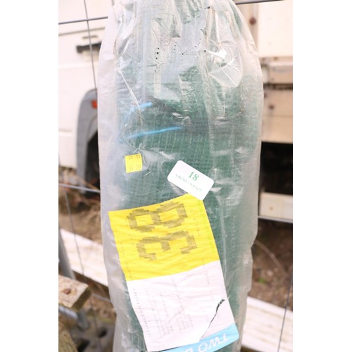 18 - Brand new roll of green shading/netting & roll of galvanised mesh