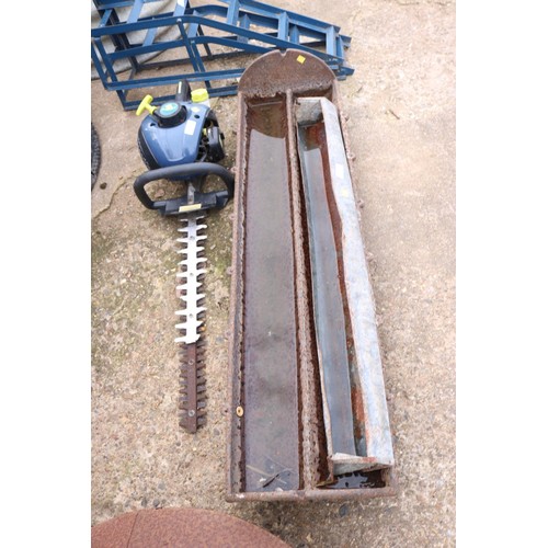 33 - Cast iron trough feeder & 1 other