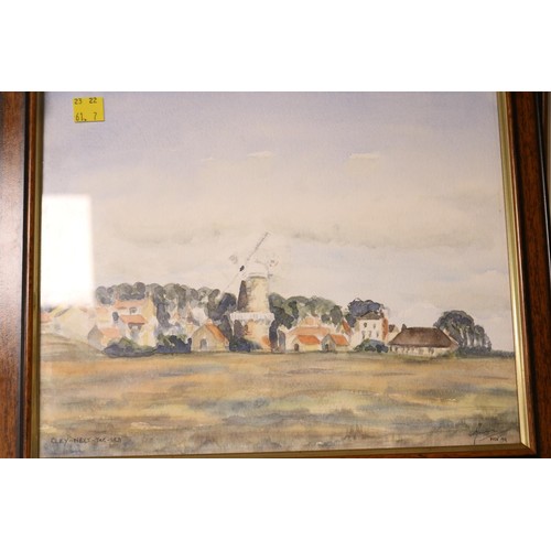 159 - 2 watercolours of cley windmill by jacobs