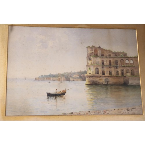 207 - Mediterranean oil painting, signed by V E Woodyatt