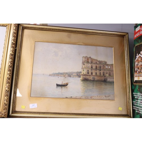 207 - Mediterranean oil painting, signed by V E Woodyatt