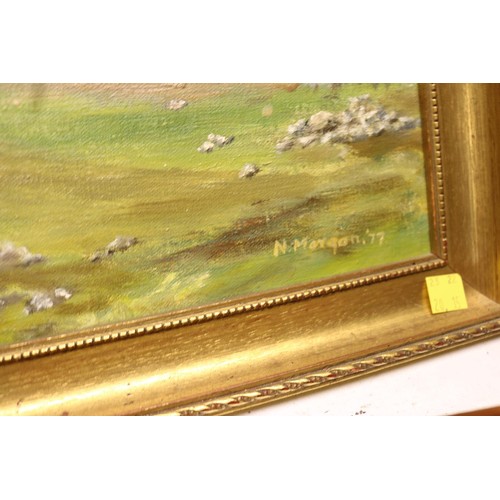 212 - Oil painting of a country scene, signed N Morgan '77