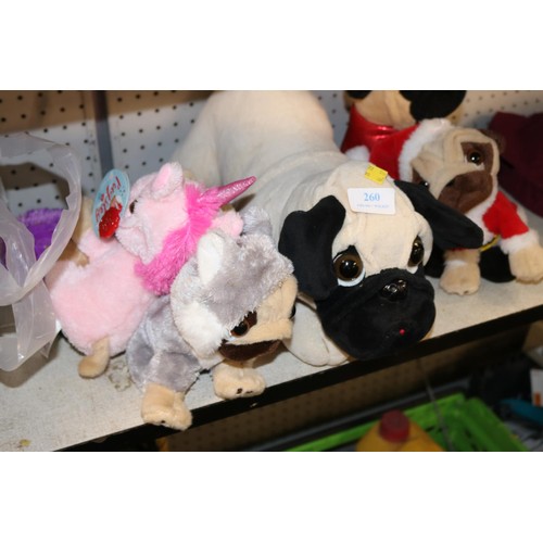 260 - Collection of pug soft toys