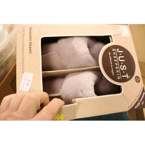 270 - Just sheepskin slippers, size 5/6