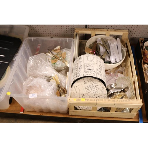 287 - 2 trays, incl cutlery, plated ware, etc