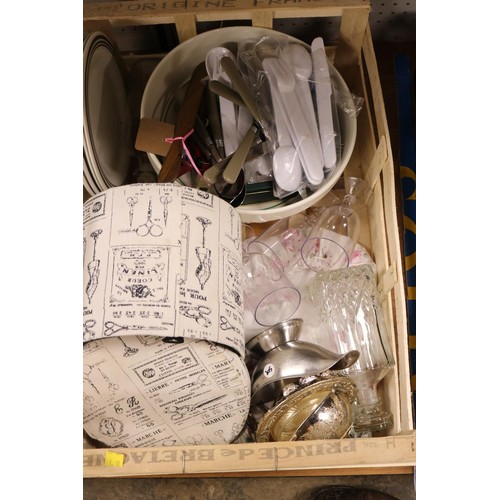 287 - 2 trays, incl cutlery, plated ware, etc