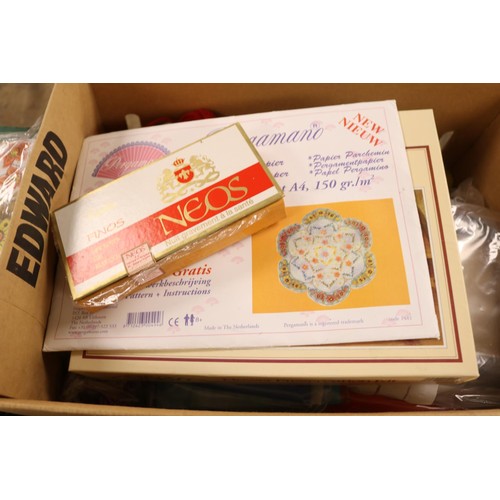 301 - 6 boxes of various sewing items, etc