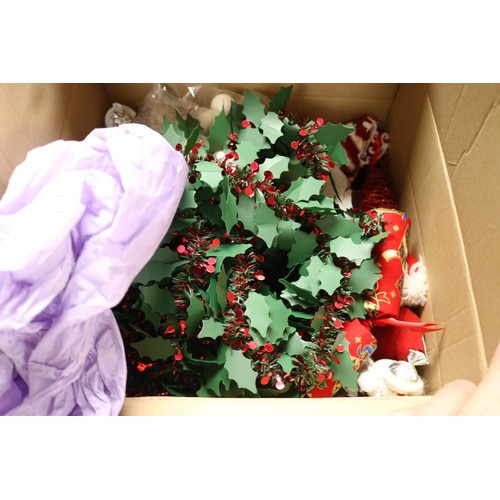 302 - 5 boxes of Christmas decorations, etc