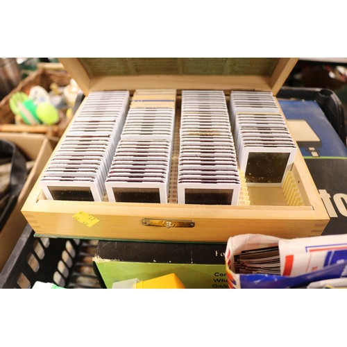 336 - Box of vintage projector equipment, slides, photos, etc