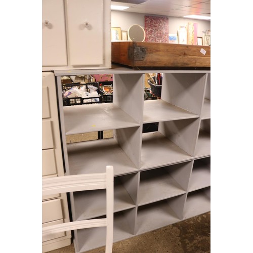 120A - Pair of grey wooden cube shelves